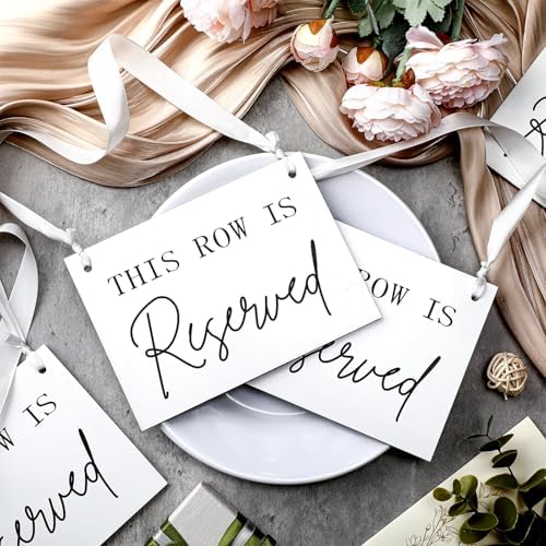 Yousoontic 12 Pack Wooden Reserved Row Signs for Wedding Chairs