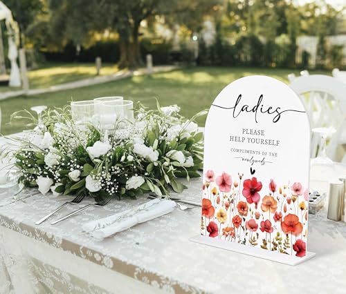 Wedding Bathroom Sign with Acrylic Base