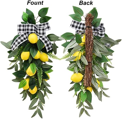 24 Inch Artificial Lemon Teardrop Swag for Front Door