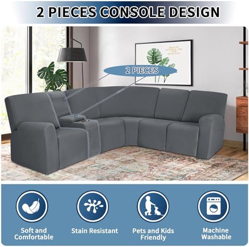 PureFit Recliner Console Cover Super Stretchy Light Gray