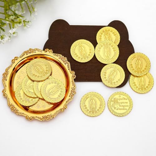 Catholic Wedding Arras Set with Gold Coins and Decorative Tray