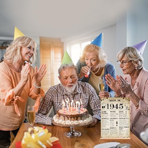 DARUNAXY 80th Birthday Decor Acrylic Sign with Stand