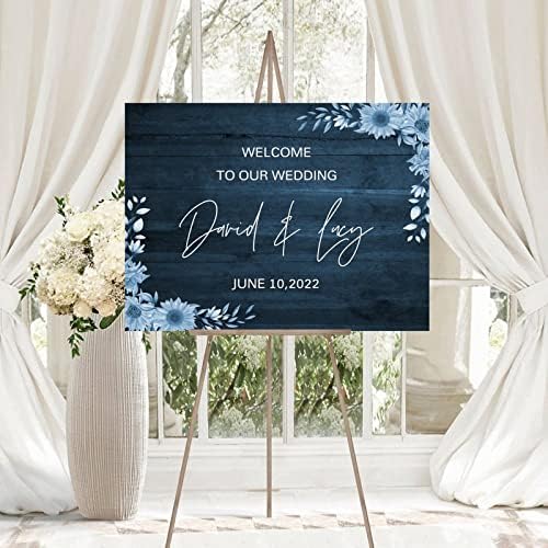 Personalized Wedding Welcome Sign with Floral Design