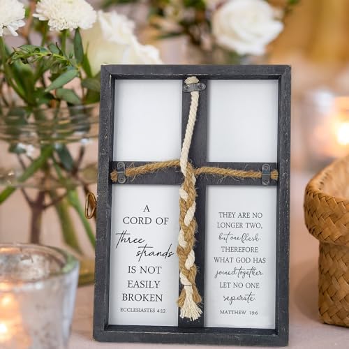 Three Strands Wedding Unity Wall Cross Decor Black