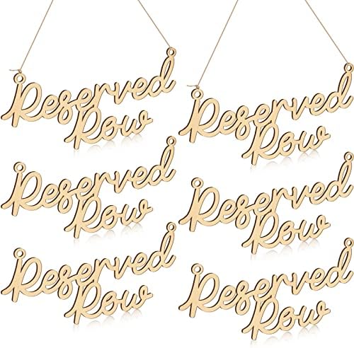 Yulejo 6 Piece Wooden Reserved Row Signs for Wedding Chairs
