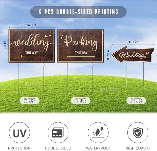 9-Piece Wedding This Way Sign Kit with Stakes