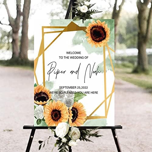 Alioyoit Wedding Welcome Sign with Sunflower Design