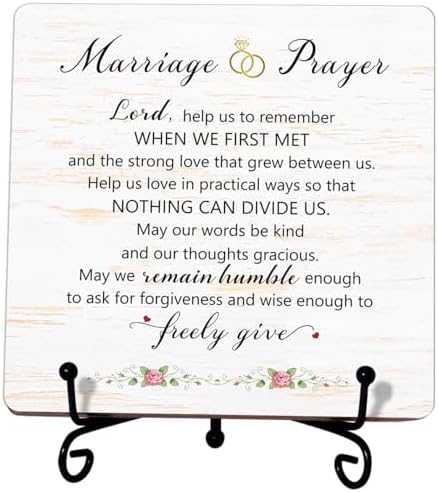 Marriage Prayer Plaque 5x5 Christian Wedding Gift with Stand