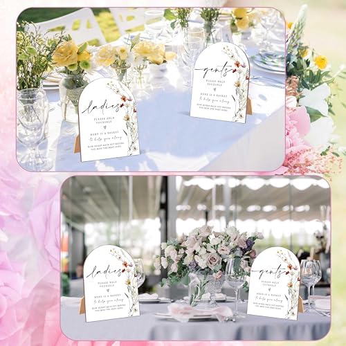 2 Pack Wildflower Bathroom Basket Wedding Signs
