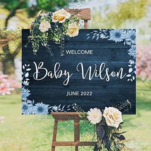 Personalized Blue Wood Wedding Welcome Sign
