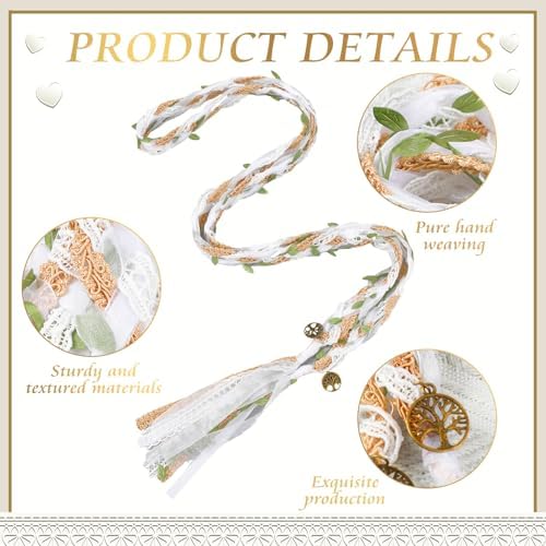 Green Handfasting Cord with Pendants for Wedding Ceremony