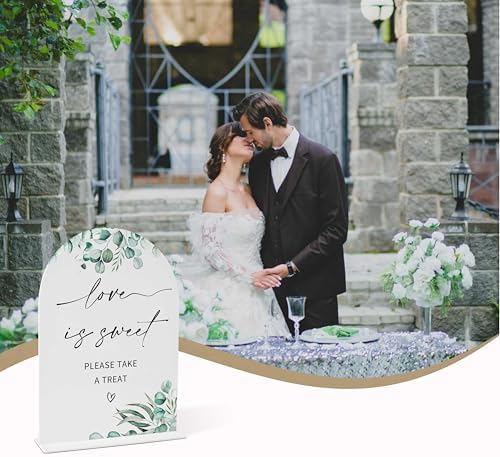 Greenery Love is Sweet Wedding Sign with Holder