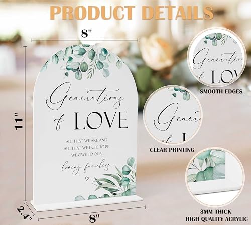 Greenery Generations Of Love Wedding Sign 8x11 Inch White Arch Acrylic