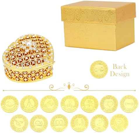 TINGKU 13 Spanish Unity Coins Set with Heart Shaped Gold Box