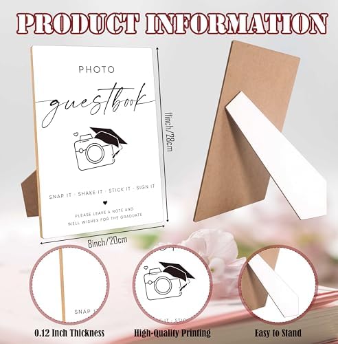 Graduation Photo Guest Book Sign with Stand