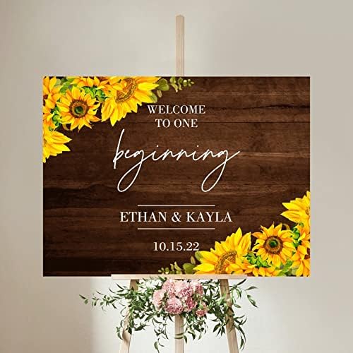 Alioyoit Wedding Welcome Sign with Sunflowers Design