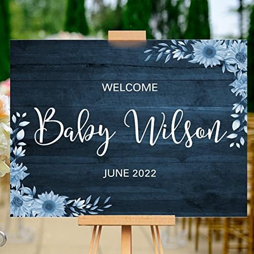 Personalized Blue Wood Wedding Welcome Sign