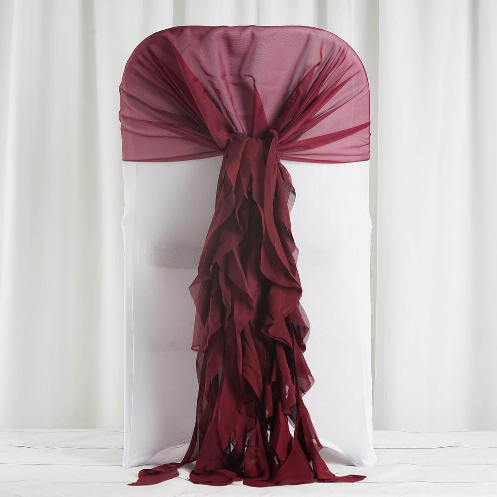Premium Wedding Chair Sash Set Wrinkle-Free Burgundy Decor