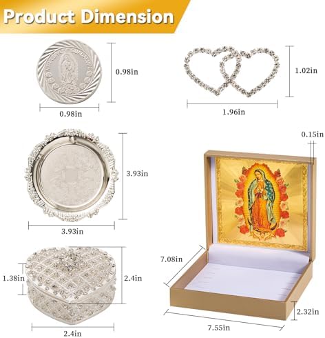 FUNPAR Catholic Wedding Arras Set with Virgen De Guadalupe Gift Box
