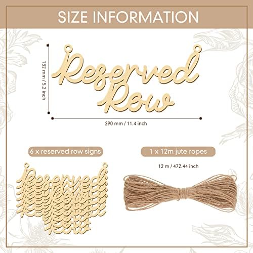 Yulejo 6 Piece Wooden Reserved Row Signs for Wedding Chairs