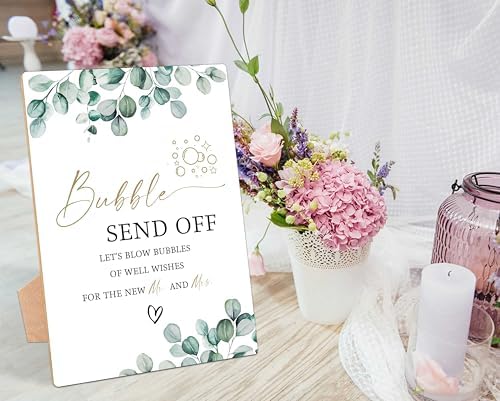 Bubble Send Off Sign Greenery Wedding Ceremony LD32
