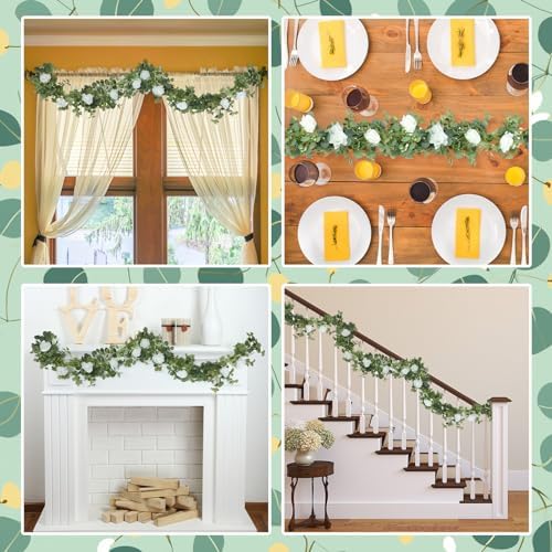 2pcs White Mr Mrs Wedding Table Signs with Artificial Flowers Garland