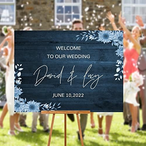 Personalized Wedding Welcome Sign with Floral Design
