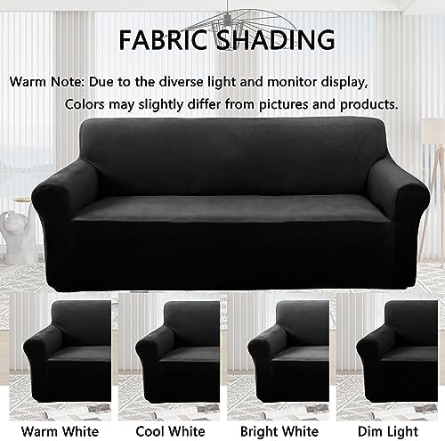 Velvet Loveseat Sofa Cover for Dogs Medium Black