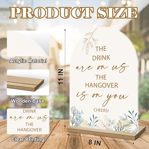 Wedding Bar Sign With Wood Base - 8x11 Acrylic 1