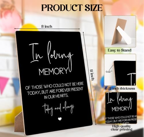 In Loving Memory Wedding Sign with Stand 8x11 Inch