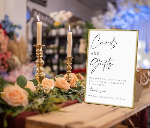 Gold Frame Wood Wedding Sign with Stand 1
