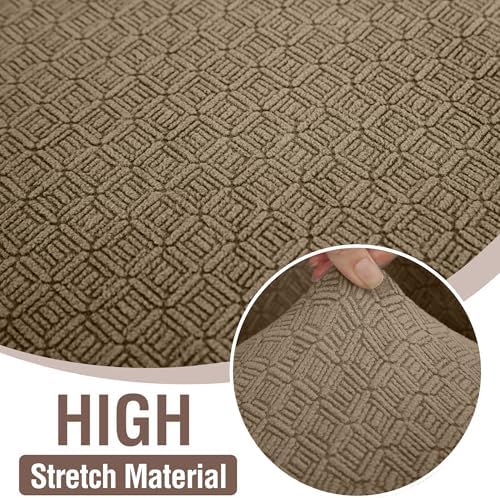 Jacquard L-Shaped Sectional Sofa Cover for Pets - Brown Khaki X-Large