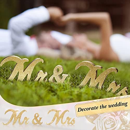 Jetec Mr and Mrs Wooden Glitter Sign Wedding Decor