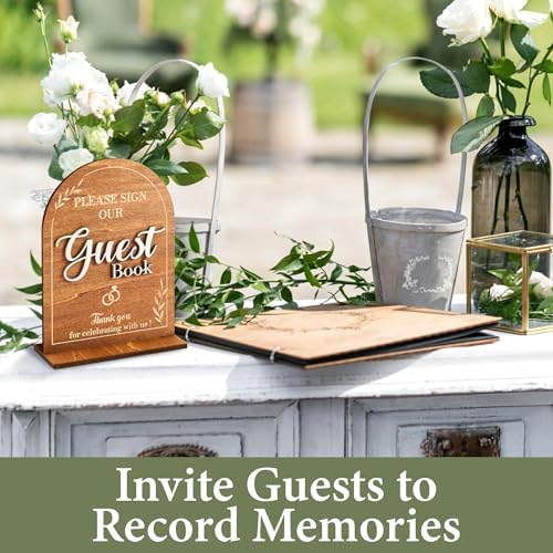 Rustic Wedding Guest Book Sign With Stand