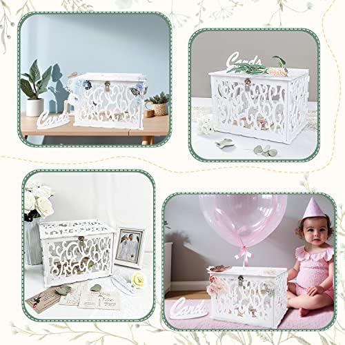 OurWarm PVC Hollow Wedding Envelope Box with Lock and Card Sign