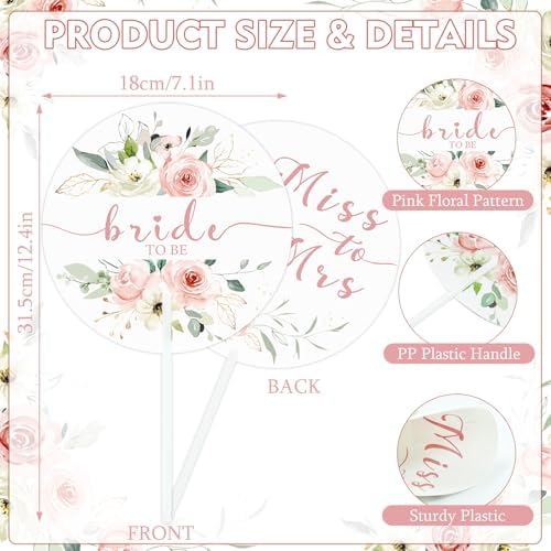 50PCS Pink Flower Handheld Wedding Fans