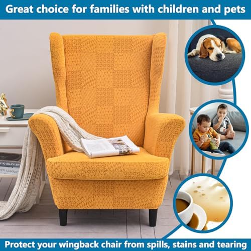 HZDHCLH Wingback Chair Slipcovers 2 Piece