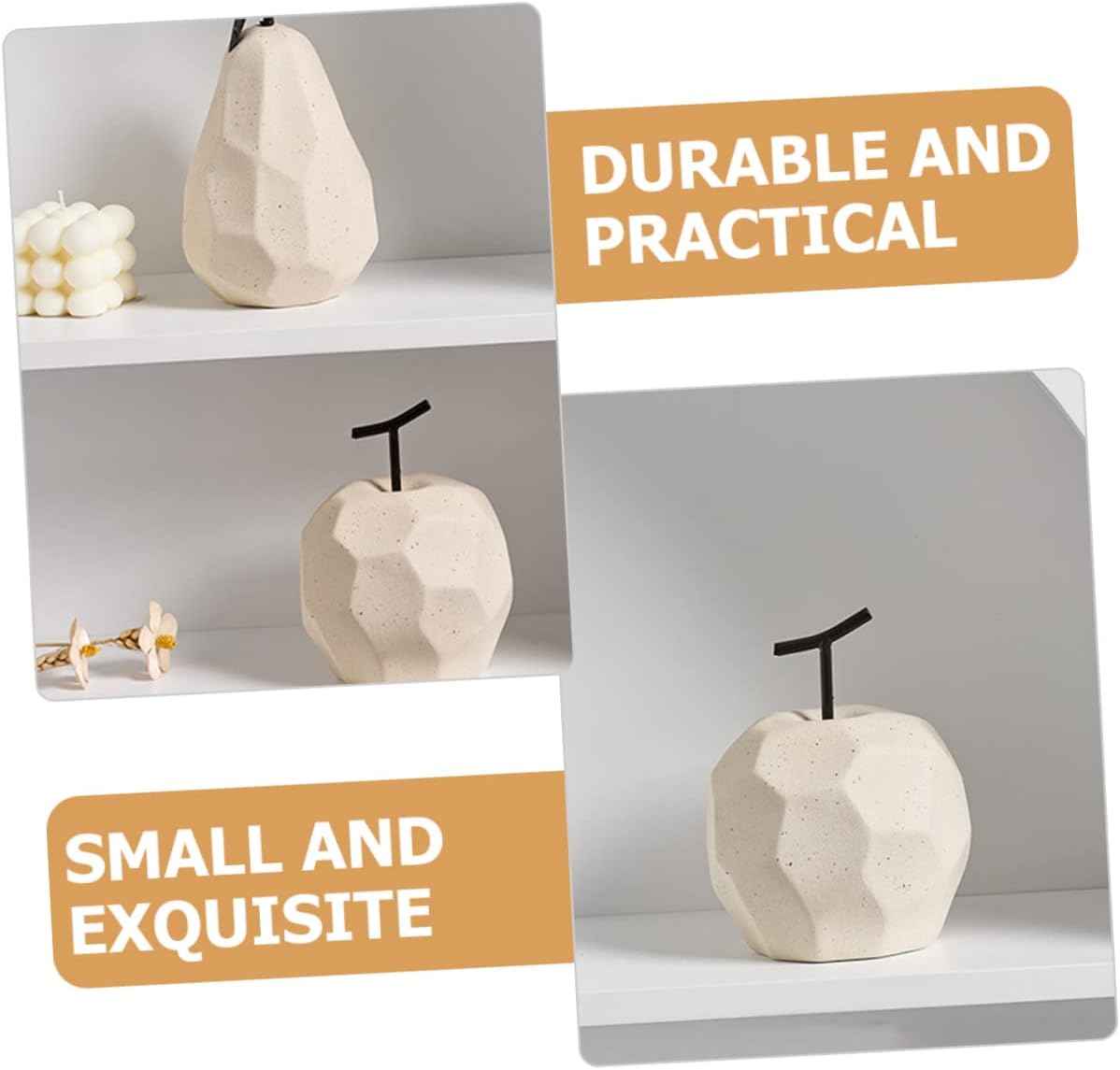 Ceramic Fruit Decorations with Geometric Design