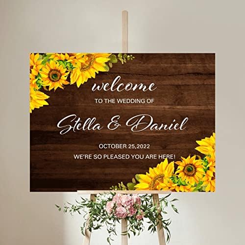 Alioyoit Wedding Welcome Sign Sunflowers 12x16 Inch 1