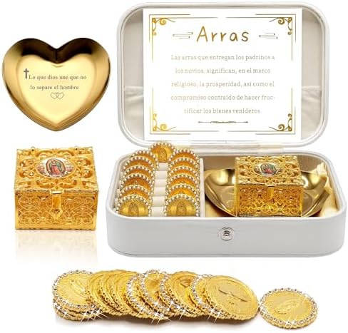 FANYX Wedding Arras Set with 13 Coins and Decorative Box
