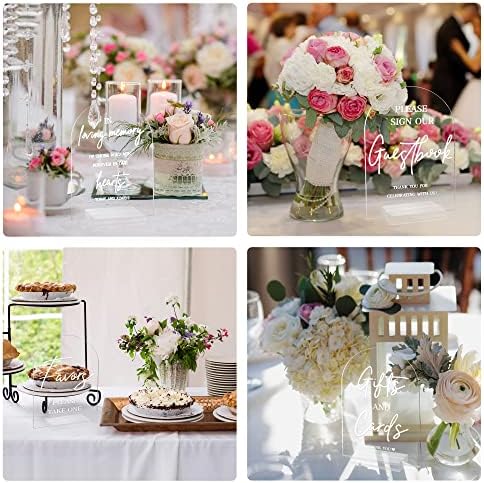 4pcs Clear Acrylic Wedding Signs for Ceremony and Reception