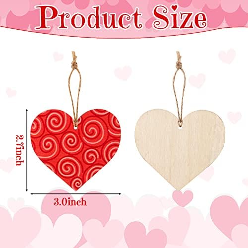 Haooryx Heart Shaped Wood Slice Hanging Ornaments 31Pcs