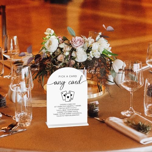 Modern Acrylic Wedding Sign with Wooden Base