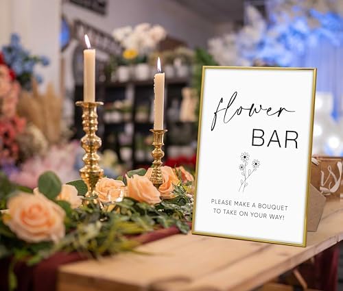 Gold Frame Wood Wedding Sign with Stand 8x11 1