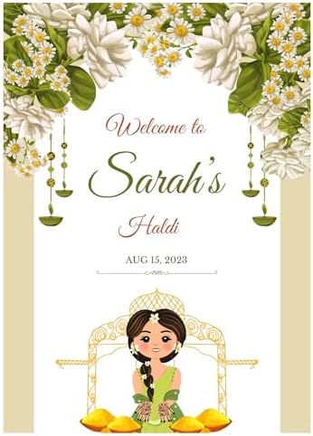 Indian Mehndi Ceremony Welcome Sign Board Personalized 36x45 Plastic