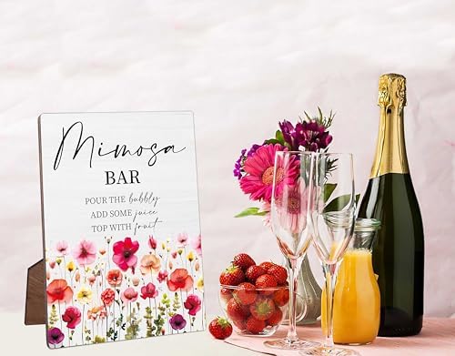 Mimosa Bar Bridal Shower Sign 5x7 Inches Wooden Decor