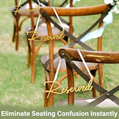 Gold Reserved Seating Signs - 6Pcs for Wedding Chairs and Pews