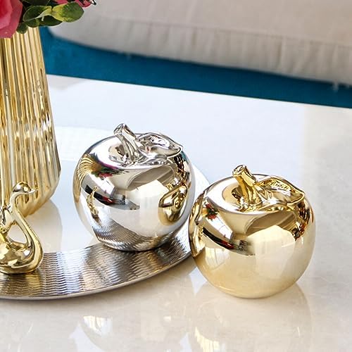 Ciieeo Silver Artificial Apple Decor Statue