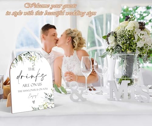 Greenery Drinks Are On Us Sign Wedding Decor