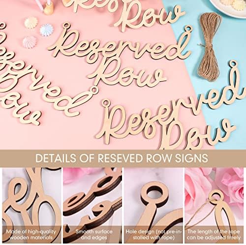 Yulejo 6 Piece Wooden Reserved Row Signs for Wedding Chairs